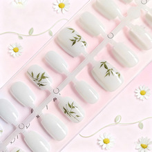 手工穿戴甲专用甲片国风冰透雪地青竹指甲贴片一条30片美甲工厂批