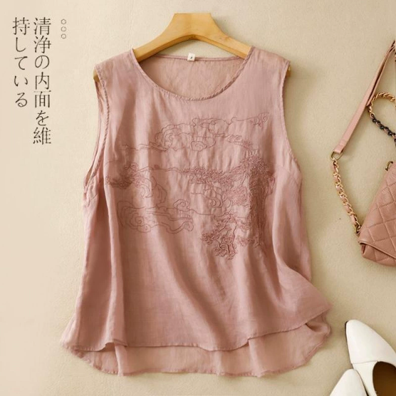 Новые женские топы больших размеров, жилеты, подтяжки, футболки без рукавов с круглым вырезом и принтом, свободные рубашки для мам, утягивающие фигуру.