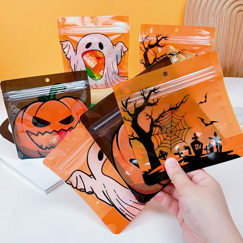 新しいハロウィーンギフト包装自立袋スナッククッキーキャンディー袋小さなカード食品級シール分注袋|undefined