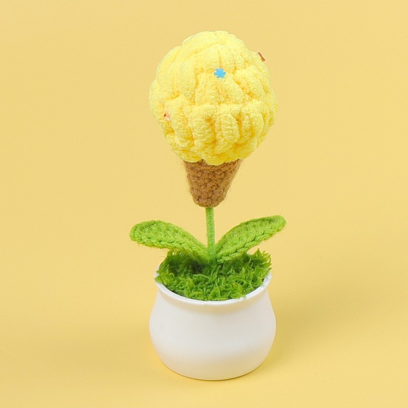 完成したウールひまわり鉢植えスズラン造花チューリップデスクトップ装飾品バレンタインデー教師クラスメートギフト|undefined