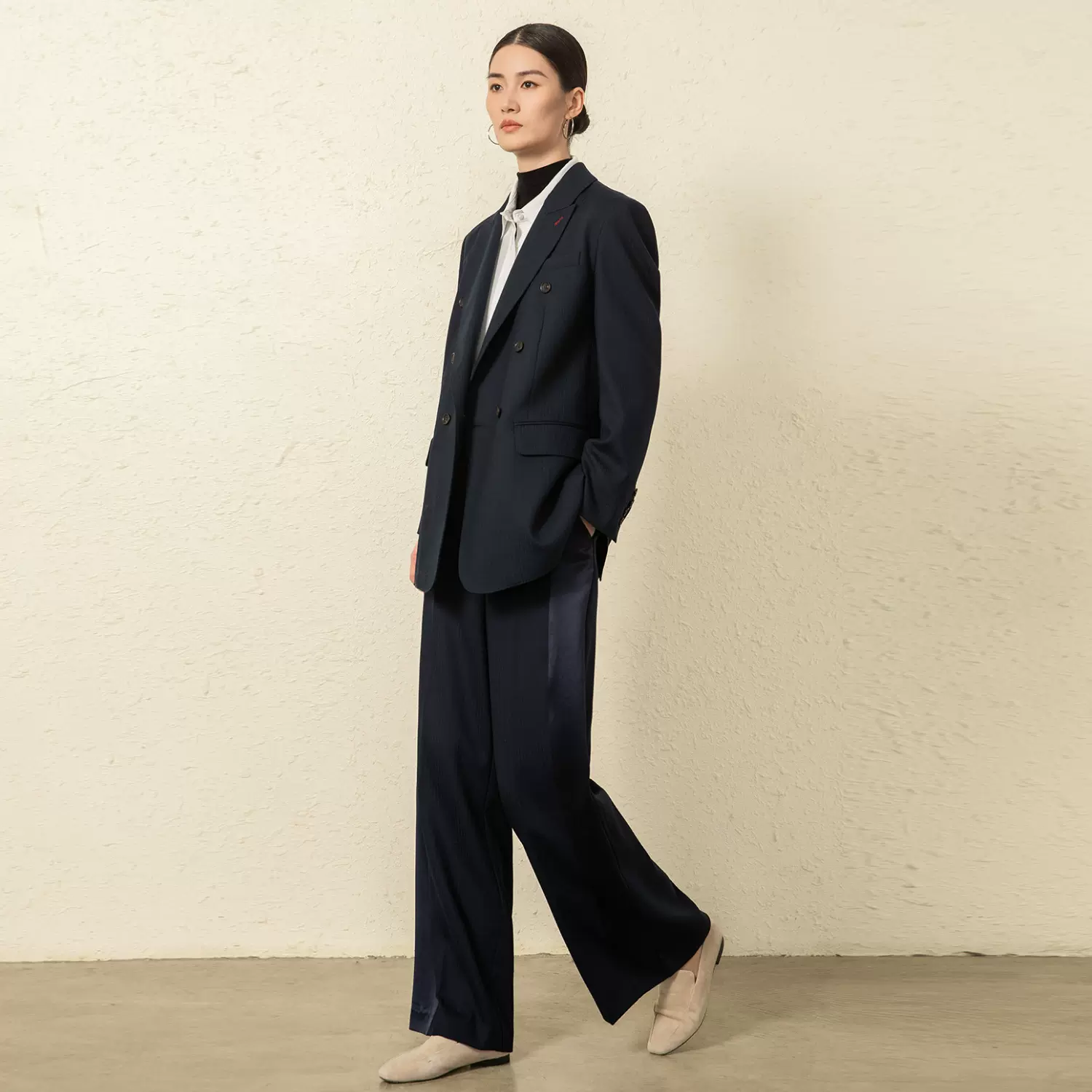 JIN口精纺羊毛套装~手工戗驳领西装西服西裤女/经碘版高JI正装