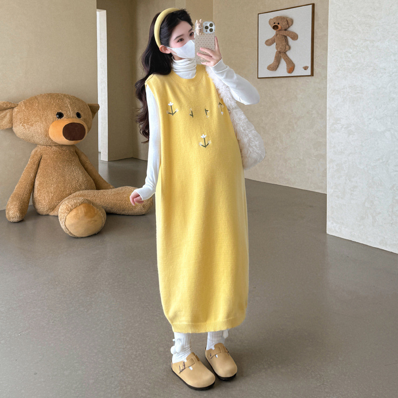 孕妇冬装慵懒加厚毛衣背心裙＋打底衫时尚减龄两件套孕妇套装|undefined
