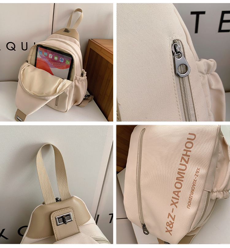Cross-border women's multi-functional backpack, canvas chest bag, single-shoulder crossbody bag, multi-layered casual large-capacity bag undefined