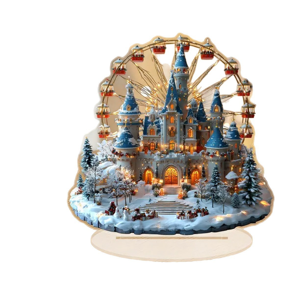 Colgantes de invierno cruzados rueda acrílica plana escritorio decoración navideña decoración navideña perfecta