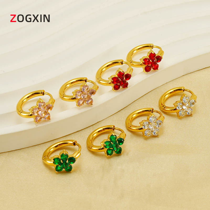earrings with zircon stainless steel