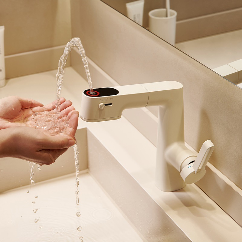 Uno por uno pistola de cobre gris lavabo grifo hogar lavabo de baño extraíble caliente y fría enjuague bucal ajustable grifo