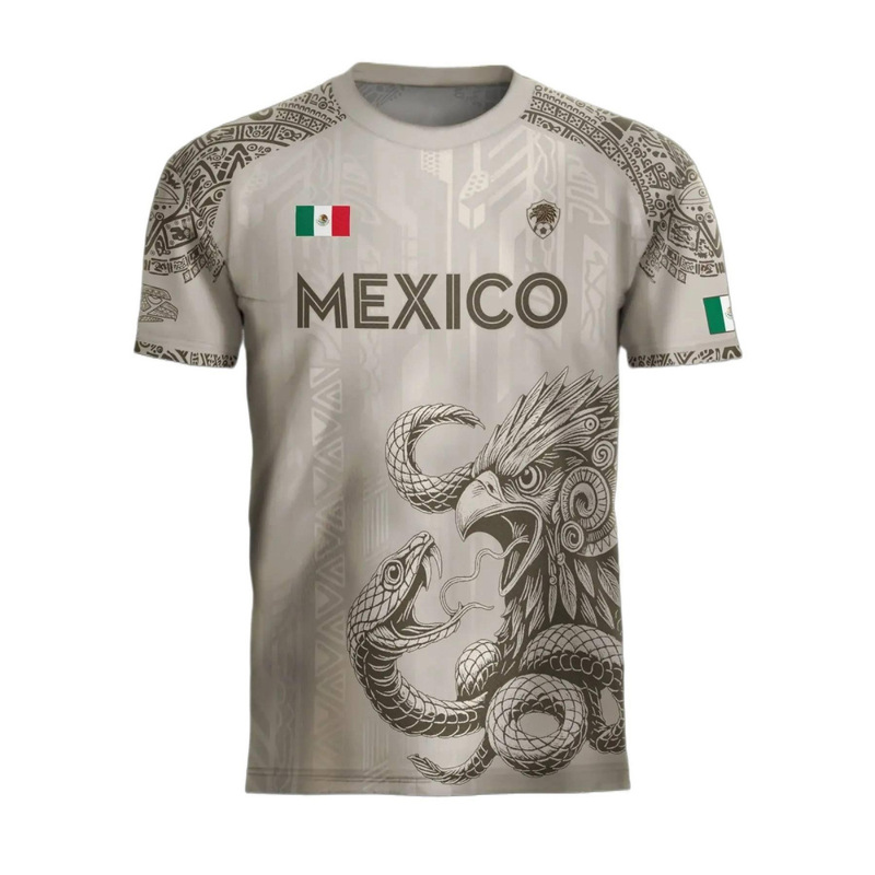 2026 Mexico Aztec Eagle Football Slim Fit T-Shirt, Suitable for All Seasons, with a Unique Animal Tribal Style