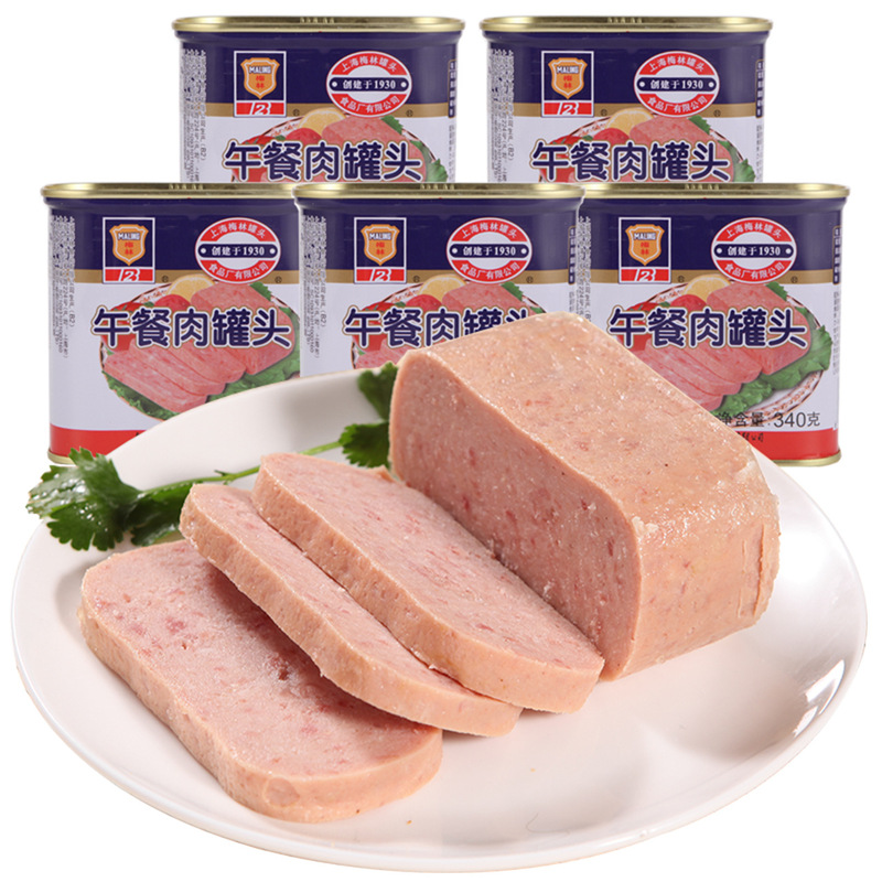 上海梅林ランチ肉缶詰340g/缶インスタント熟菜豚肉ハム便利熟食缶|undefined
