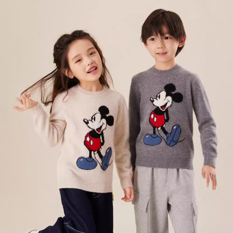 Autumn and Winter Children's Mickey Mouse Cashmere Sweater Boys and Girls Cashmere Knitwear Baby Pullover Base Wool Top Autumn and Winter Children's Mickey Mouse Cashmere Sweater Boys and Girls Cashmere Knitwear Baby Pullover Base Wool Top