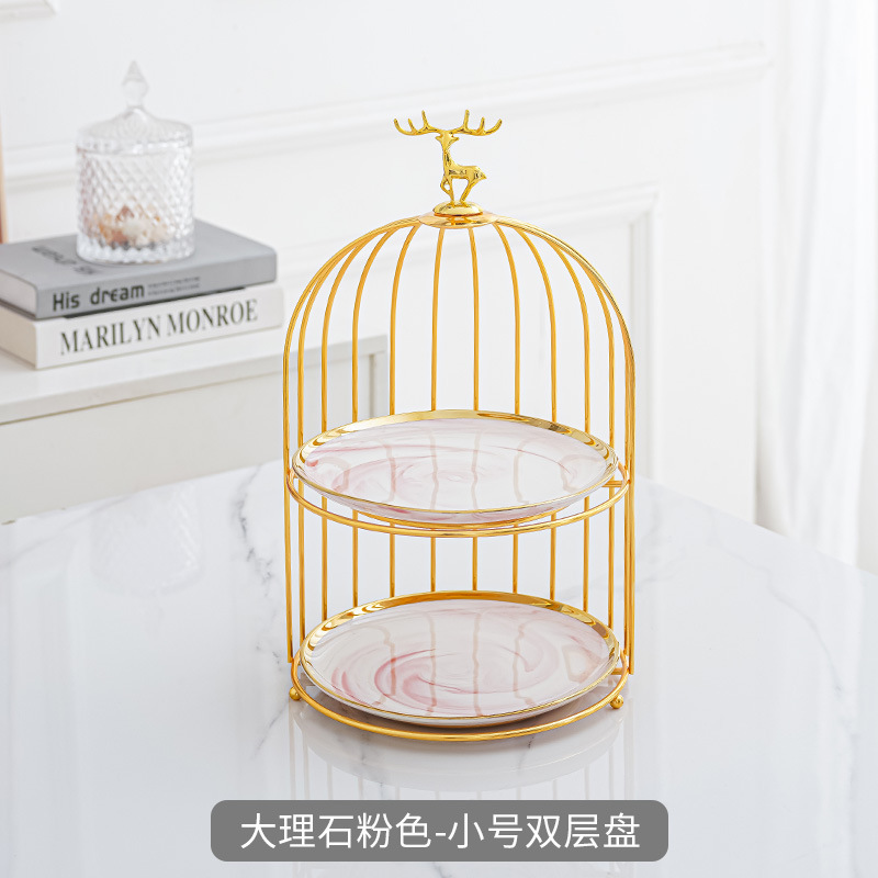 Estilo nórdico cerámica multi-capa plato de fruta sala de estar tarde té postre mesa de postre bandeja de la torta de lujo ligero soporte de exhibición