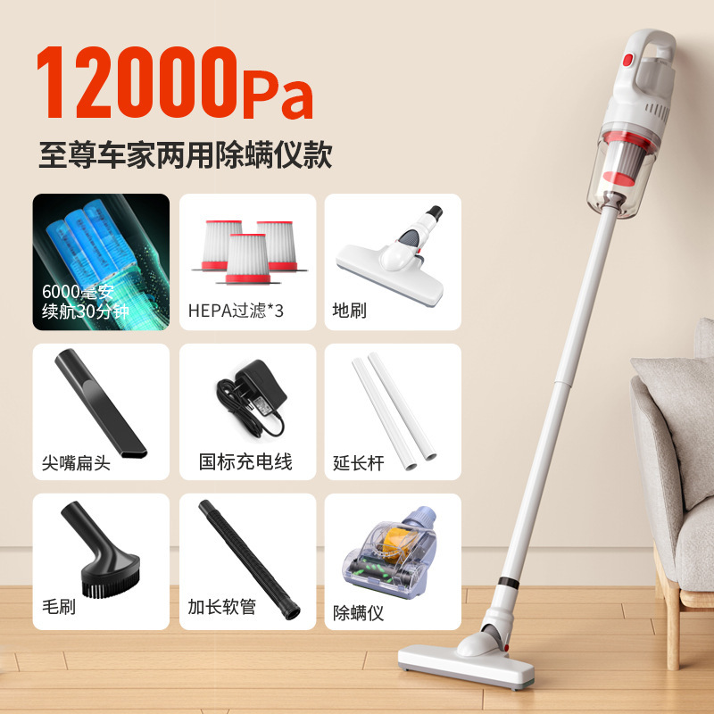 Bộ sạc tiêu chuẩn quốc gia - Máy hút bụi diệt khuẩn đa năng hàng đầu cho gia đình và xe hơi, đi kèm 2 bộ lọc dự phòng.