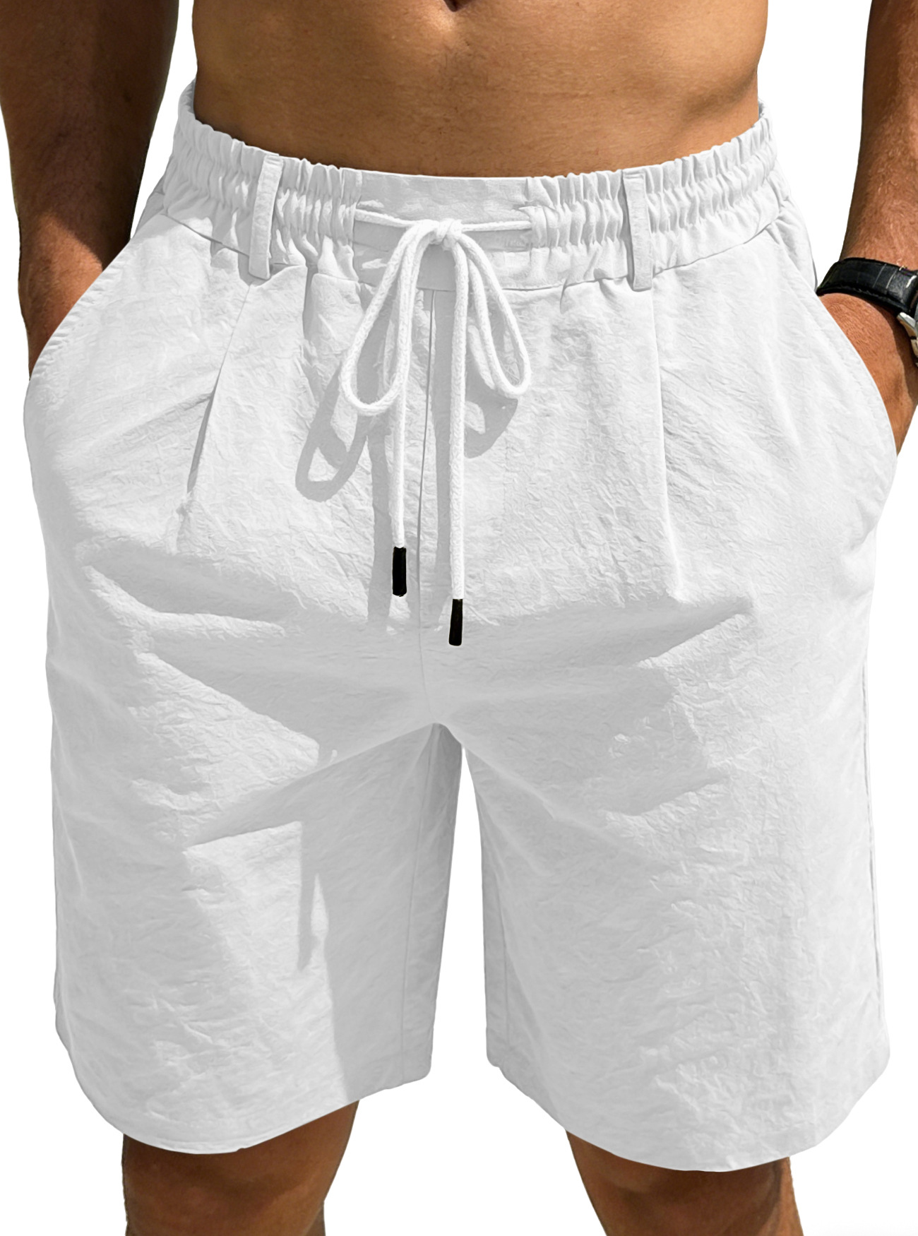Transfronterizo Amazonwish comercio exterior hombre nuevo suelto lino pull-out pantalones deportivos casuales de color puro