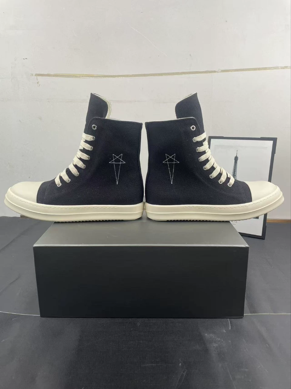 Европа и США 24ss новая высокая банда винтажная звезда вышитая холст обувь короткие сапоги на молнии белые туфли для пар мужской обуви