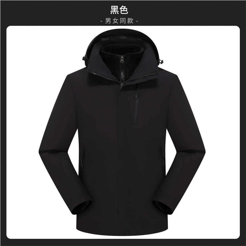 25新款冲锋衣logo刺绣工装户外男女款三合一可拆卸两件套工作服|undefined
