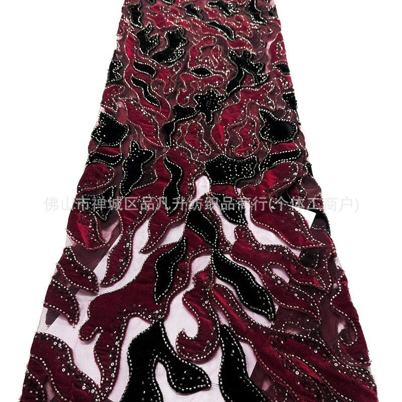 Fabricante directo de terciopelo tubo de perlas tela sexy estilo europeo y americano cena de moda ropa de tela comercio exterior transfronterizo