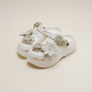 High-End Accessories Beach New Outer Wear Diy2025 Buckle Shoe Flower Decorative Buckle Bone White High-End Hole Shoes