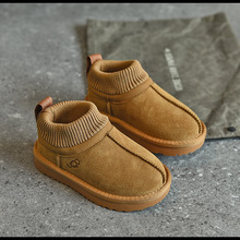 2508冬季儿童鞋新款男童休闲真皮保暖雪地靴女童韩版中大童棉鞋