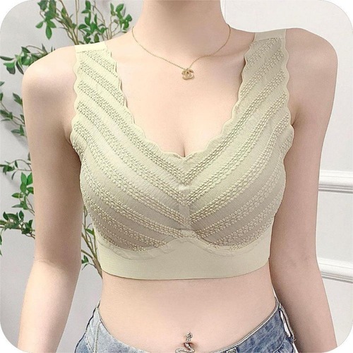 Invisible beauty back lingerie for women, small bust shaping, summer thin lace backless bra, plus size wire-free sports bra