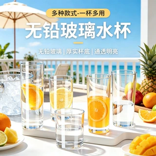 玻璃杯家用客厅水杯套装高级感待客果汁杯茶杯果汁高颜值耐热杯子
