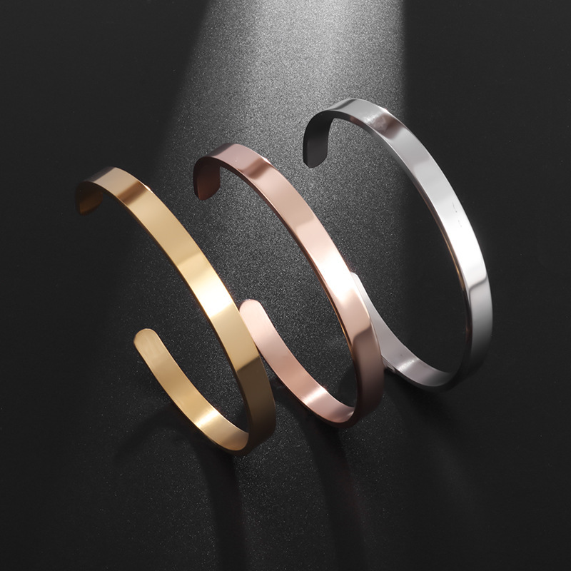 Personalized Minimalist Mirror Bracelet with an Open Design, Plated with 18K Gold, High-End Feel, Non-Fading Stainless Steel Bracelet