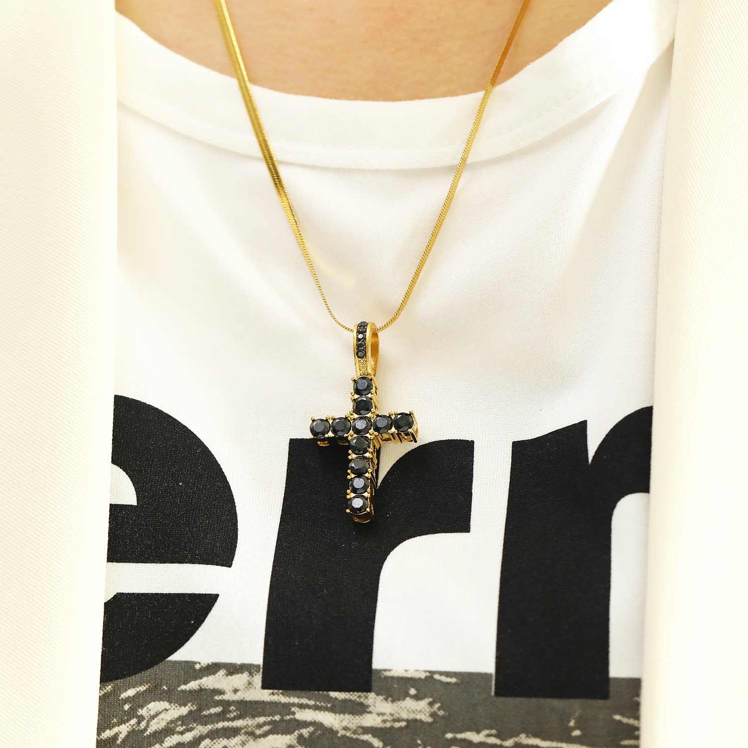 14g Weight Real Gold Plated Plating Material Rhinestones Inlay Material Pendant Necklace Classification 1 Piece Quantity Casual, Daily Occasion 304 Stainless Steel Material Cross Pattern Women's Gender Vintage Style Style Waterproof Non Tarnish, Plating, Inlay Craft Real Gold Plated Cross 304 Stainless Steel Vintage Style Waterproof Non Tarnish Pendant Necklace 7