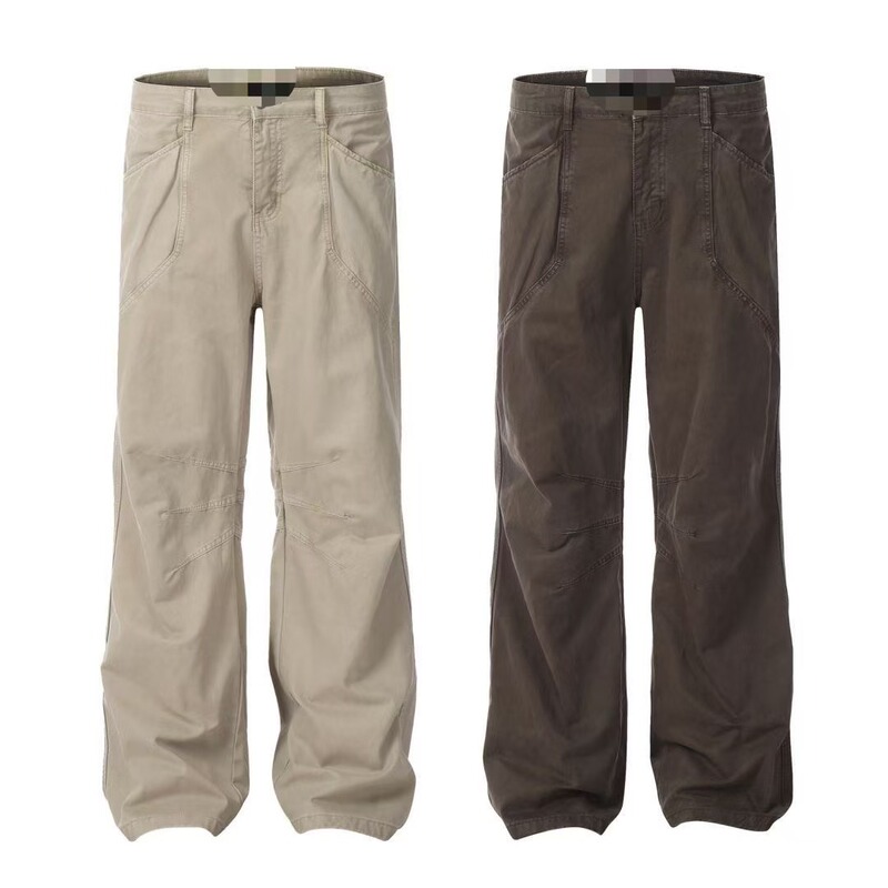 American Washed Crowd Pants Men's 2025 New High Street Retro Straight cleanfit Maillard Casual Pants