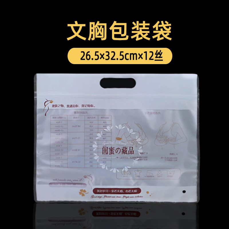 通用内衣文胸包装袋批发加厚磨砂抹胸拉链袋自封袋手提袋厂家直销