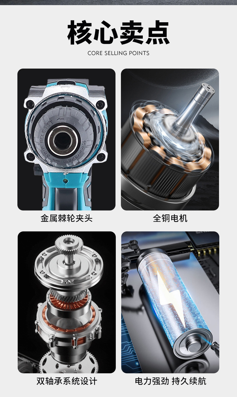 Cross-border Foreign Trade 12V Rechargeable Hand Electric Drill High-Power Dual-Use Lithium Battery Drill Driver Cordless Screwdriver Set