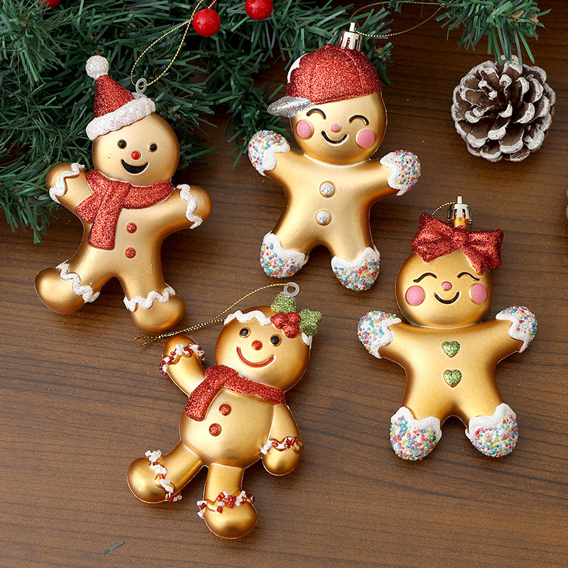 Cross-border Christmas plastic small pendants, creative electroplated Christmas tree hangings, window hangings, party decoration props