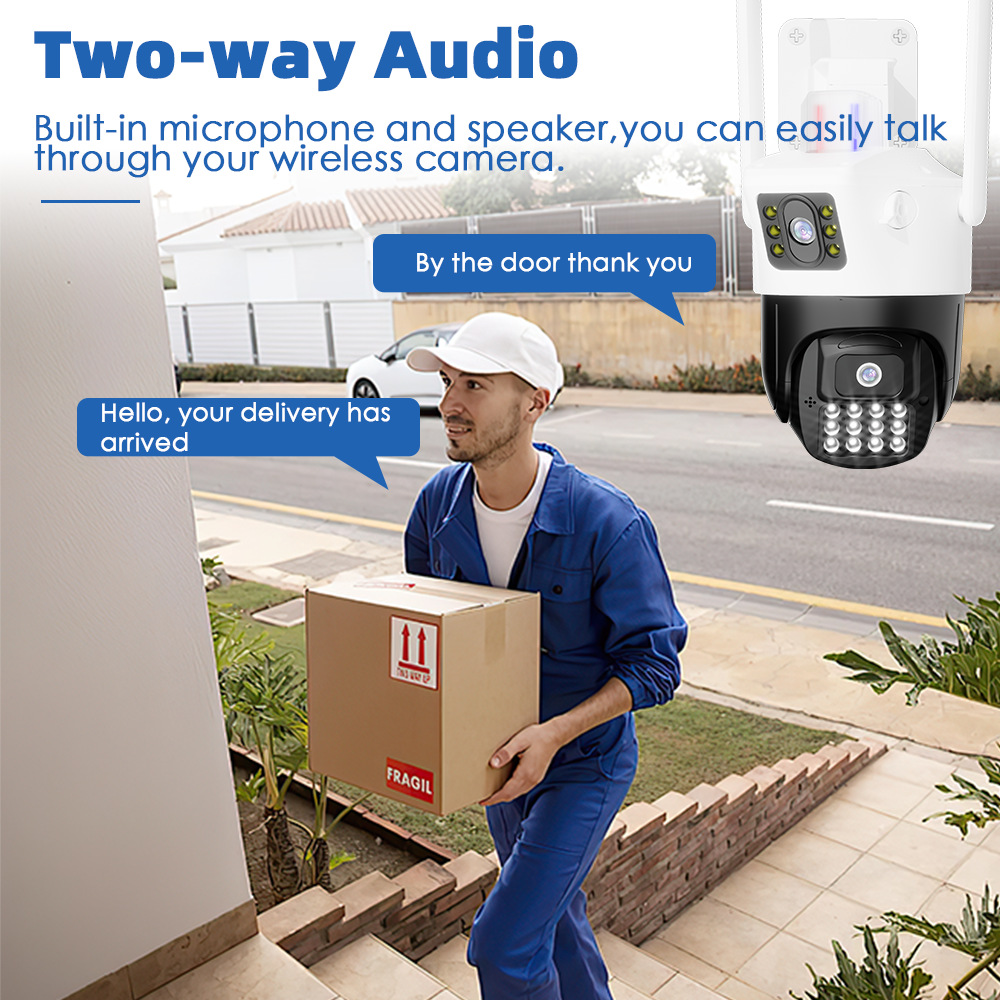 Cámara de vigilancia WiFi doméstica al aire libre HD Night Vision teléfono móvil remoto inteligente luz de alarma roja y azul fábrica inalámbrica