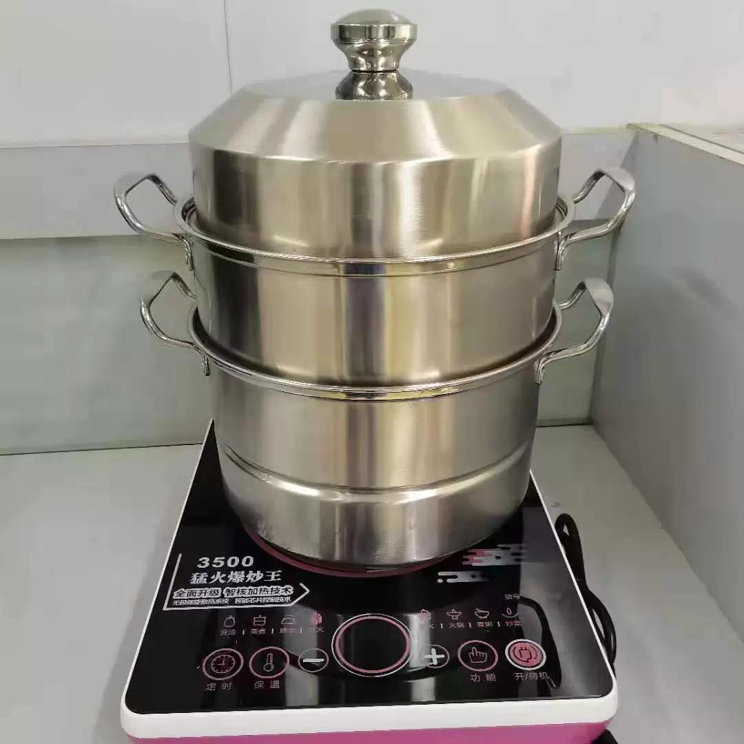 Оптовая продажа 304 из нержавеющей стали Пароварка повышение утолщенная Бытовая Пароварка для рыбы двухслойная трехслойная многофункциональная Пароварка для супа подарок