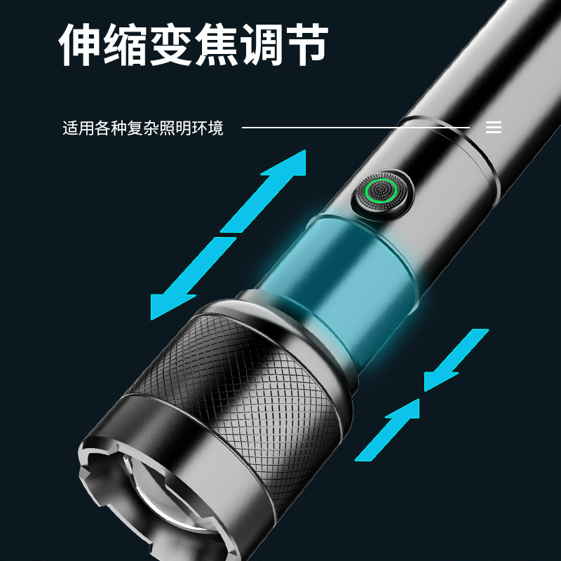 Linterna de nueva generación de carga rápida aleación de aluminio tiro largo linterna láser blanco batería desmontable linterna al aire libre al por mayor