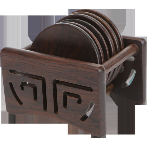 Tea coasters, tea ceremony kung fu saucers, Liujunzi tea sets, tea tray accessories, solid wood insulation, ebony wood cup holders