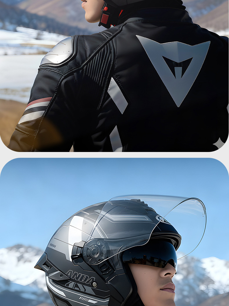 New National Standard 3C Certified Class a Motorcycle Helmet, Personalized Half Helmet for Motorcycles, All-Season Electric Vehicle Safety Helmet with Large Rear Wing