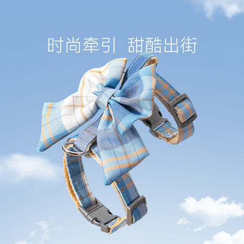 I-shaped JK large bow outing chain small and medium-sized dog walking rope pet supplies kitten traction rope