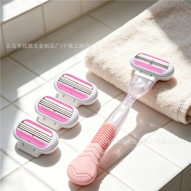 Cross-Border Foreign Trade Wholesale Three-Layer Women's Razor for Armpit Hair, Leg Hair, and Mustache, with Replaceable Razor Blades