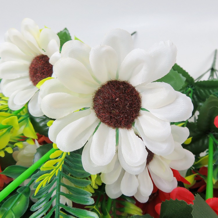 Flor de margarita artificial con 7 cabezas, margarita africana, flor de seda de manzanilla, arreglo floral decorativo de crisantemo, ramo artificial.