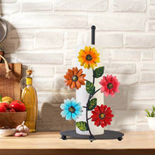 铁艺向日葵纸巾架厨房装饰配件房间客厅彩绘蝴蝶立式纸巾架收纳卷