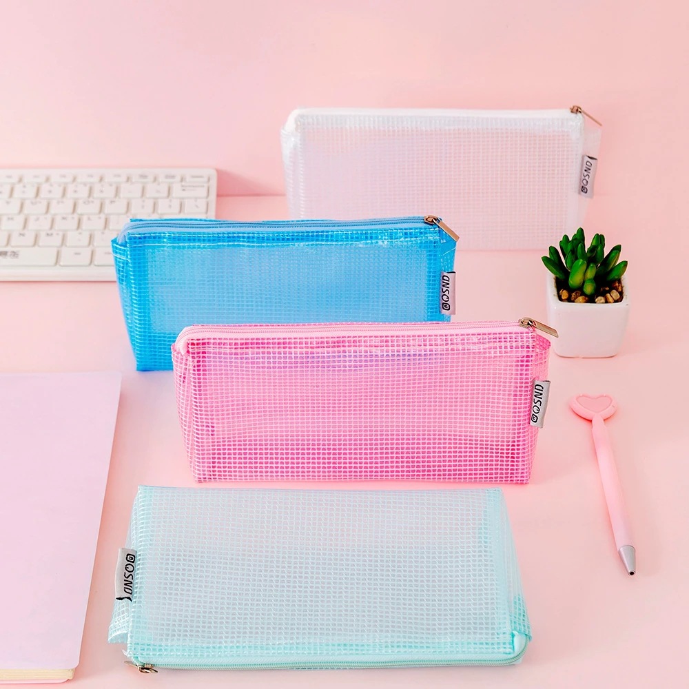 Simple transparent pencil case PVC for students, school stationery, with your logo imprint