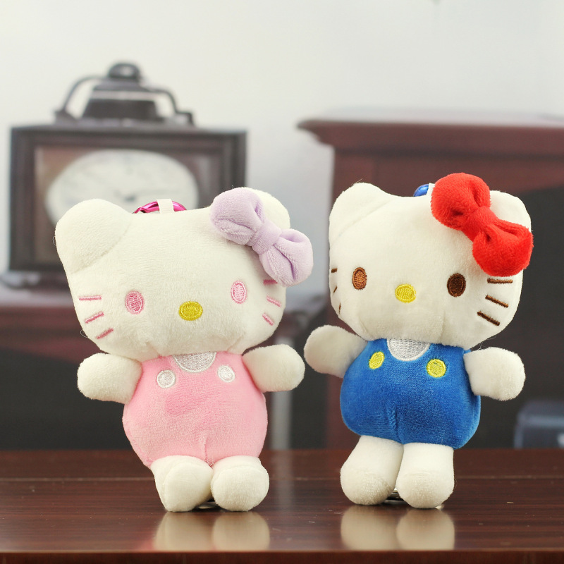 网红可爱KT小猫毛绒挂件呆萌猫咪公仔钥匙扣娃娃玩偶情侣书包挂饰|undefined