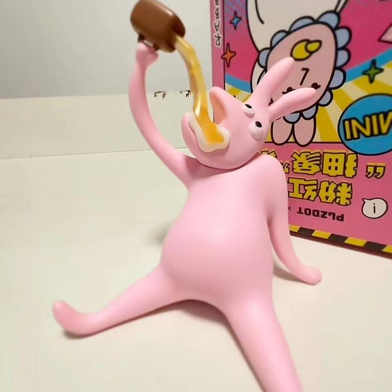 ピンクウサギ「抽象」シリーズ PLZDOT ブラインドボックス トレンディな人形ウサギの装飾品おもちゃハンドフィギュアブラインドボックス|undefined