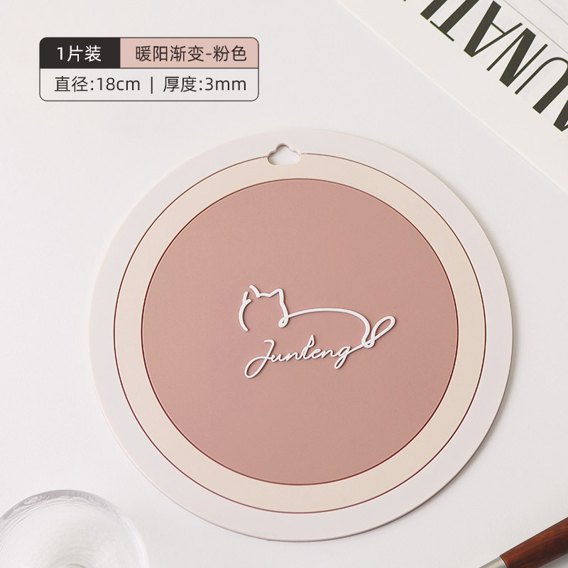 Almohadilla de aislamiento térmico anti-escaldado de pvc personalizado al por mayor posavasos redondos para uso diario en el hogar, mantel simple creativo y resistente a altas temperaturas