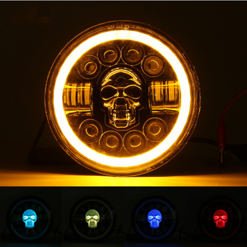 Faros LED para automóviles, accesorios modificados de 7 pulgadas, vehículos todoterreno, nuevas luces de calavera, faros Harley