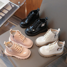 儿童马丁靴2024年秋季爆款皮面英伦风女宝宝小皮鞋时尚纯色男童鞋