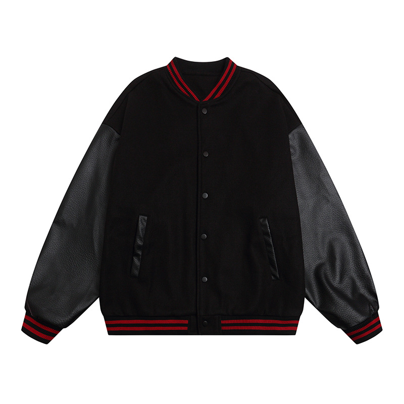 Chaqueta de bomber estadounidense transfronteriza de alta gama chaqueta casual jacket otoño e invierno manga PU marca de moda chaqueta de uniforme de béisbol personalización masculina image 21