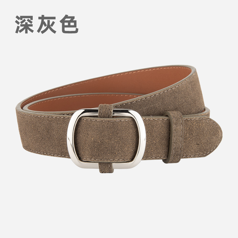 Cross-Border American Retro Matte Genuine Leather Belt For Women, Decorative Suit Fashion High-End Pin Buckle Leather Belt Wholesale - Thumbnail 7