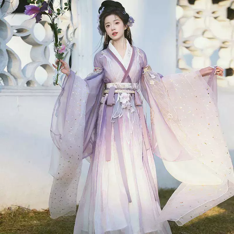 Оригинальная династия Хань [Liuguang Evening Firefly] Тяжелая вышивка, династия Хань в китайском стиле, рубашка с большим воротником и широкими рукавами, улучшенный весенне-летний стиль в сказочном стиле.