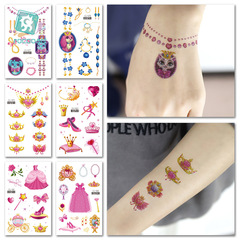 新款亞馬遜兒童紋身貼防水卡通公主派對閃粉紋身貼紙廠家批發