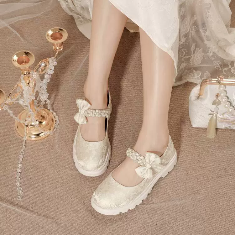 Summer Hanfu, cheongsam, retro shoes with bow