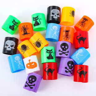 Cross-Border Halloween Plastic Spring Ring Science and Education Fun Jenga Mini Rainbow Circle Children's Toy Manufacturer Wholesale